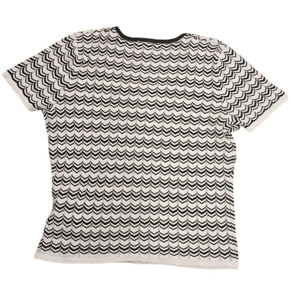 Tradition Womens Black & White Chevron Pattern Top Sz L/G 16 (14-16) - Picture 2 of 10